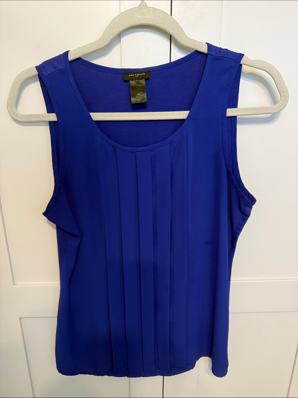 Ann Taylor Royal Blue Pleated Tank Top
